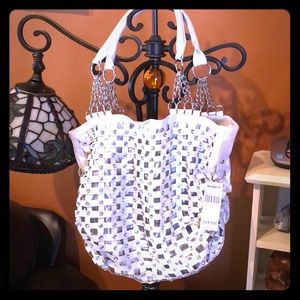 Ivory embellished shoulder bag